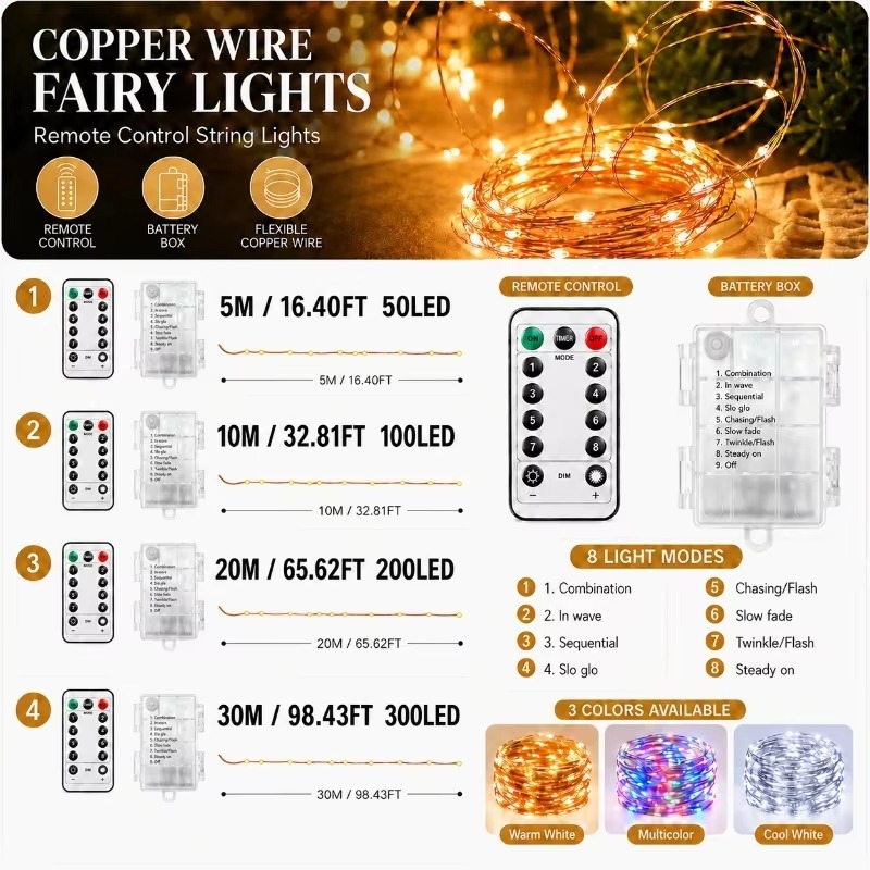 سلسلة أضواء خرافية تعمل بالبطا - مراجعة Led Fairy String Lights وسعره